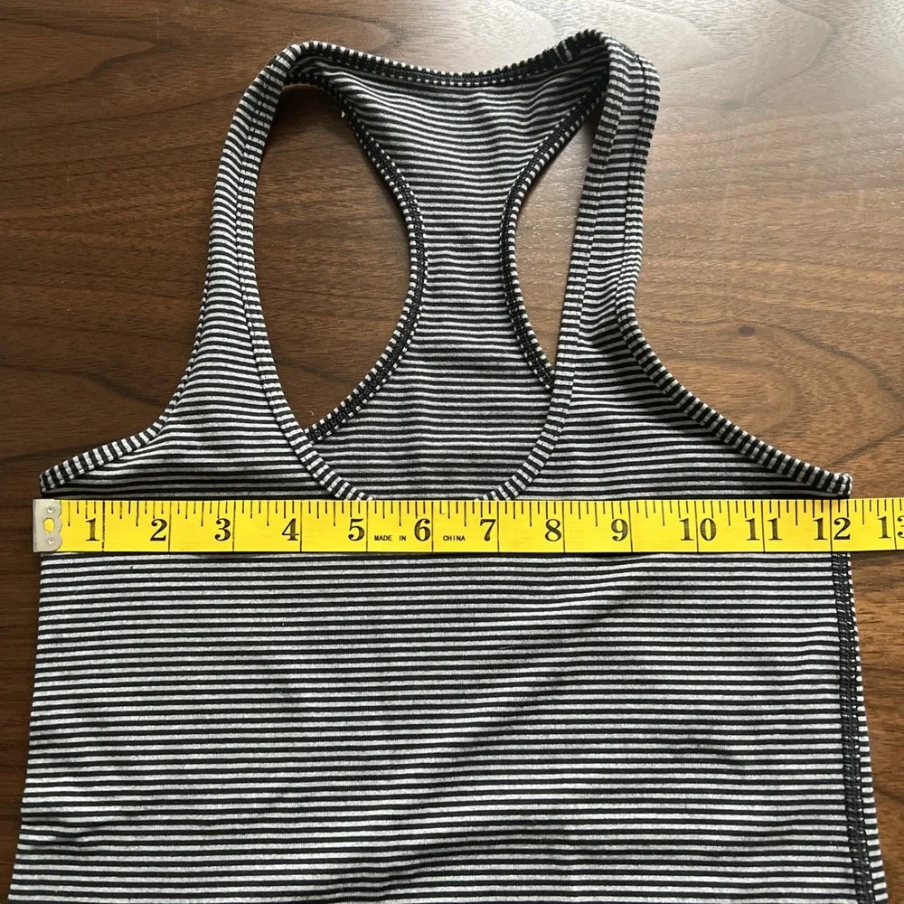 lululemon top size 2 Cool Racerback Tank - black and grey micro stripe women's